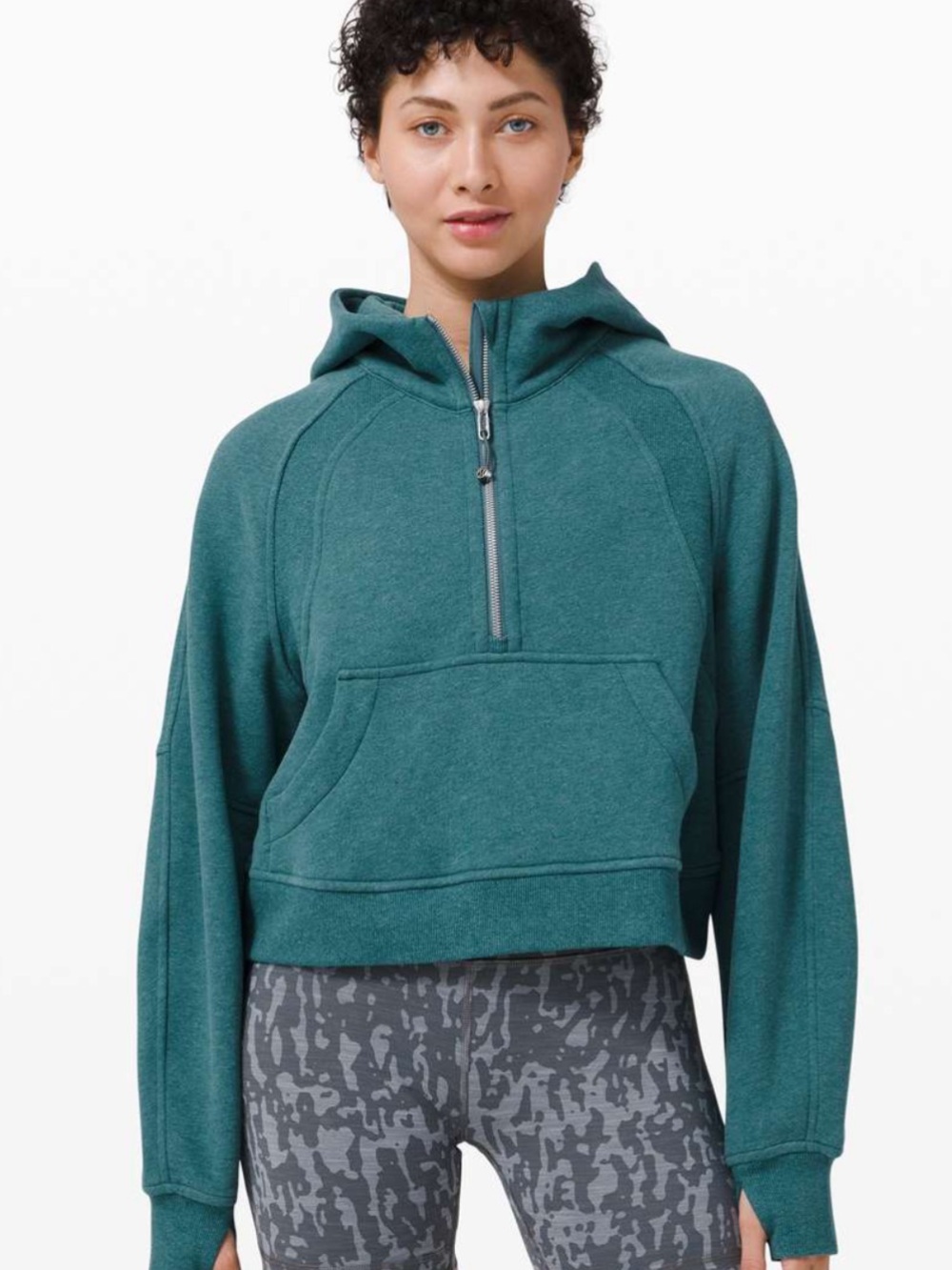Lululemon Heathered Teal scuba Half-Zip Sweater